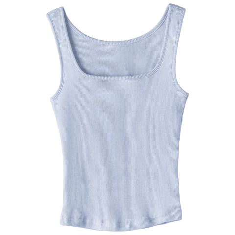 Amelia Tank, custom full-length fitted tank top with square neck in Healing Angelite color