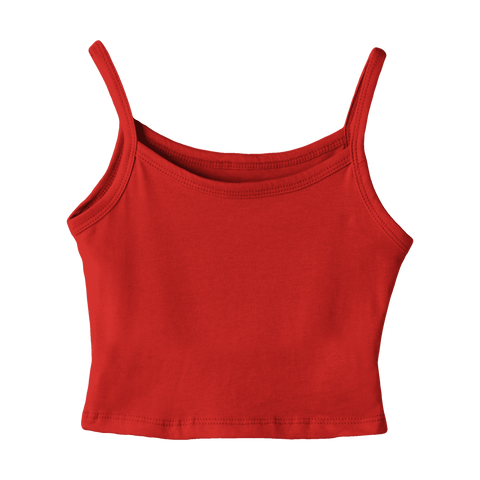 Hermosa Tank, custom cropped spaghetti strap tank top in Cherry Whisper color