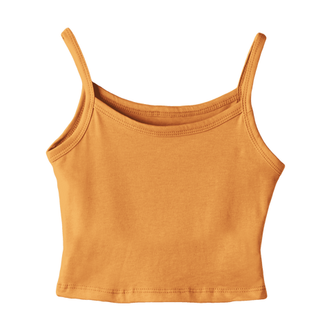 Hermosa Tank, custom cropped spaghetti strap tank top in Healing Light color