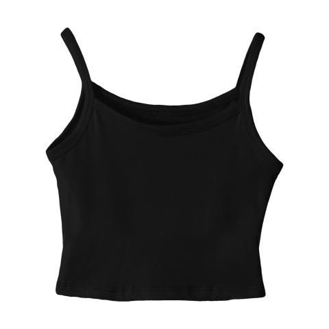 Hermosa Tank, custom cropped spaghetti strap tank top in Onyx Black color