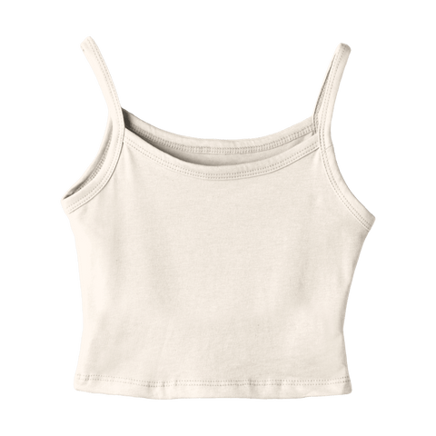 Hermosa Tank, custom cropped spaghetti strap tank top in Oat Milk Please color