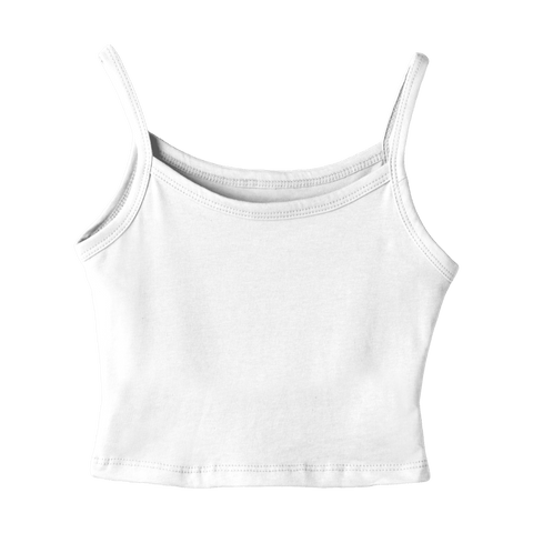 Hermosa Tank, custom cropped spaghetti strap tank top in Opal White color