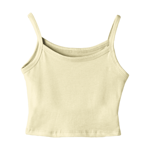 Hermosa Tank, custom cropped spaghetti strap tank top in Sandy Chic color