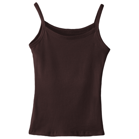 Hermosa Tank, custom full-length spaghetti strap tank top in Latte Love color