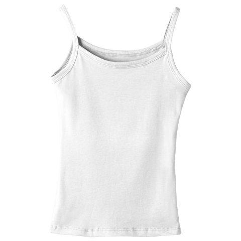 Hermosa Tank, custom full-length spaghetti strap tank top in Opal White color