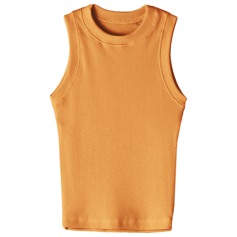 Laguna Tank, custom fitted full-length tank top with a high neckline in Healing Light color