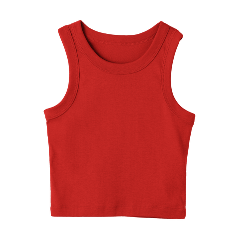 Malibu Tank, custom cropped fitted tank top with wide straps in Cherry Whisper color