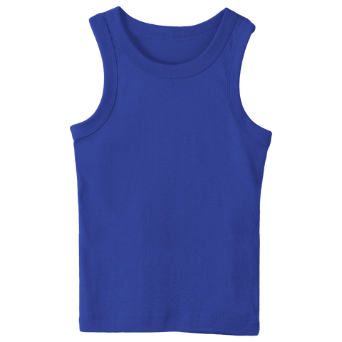 Malibu Tank, custom full-length fitted tank top with wide straps in Lazuli Lover color