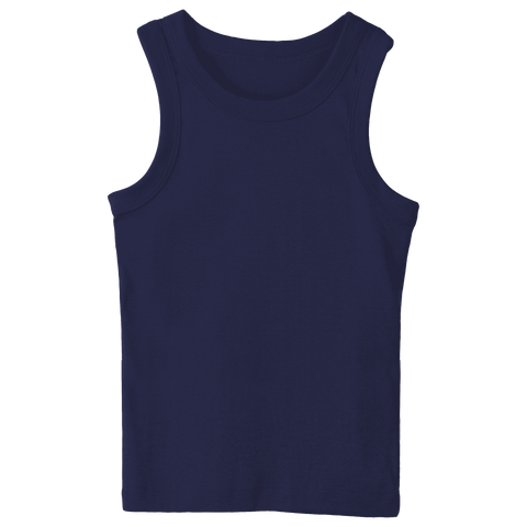 Malibu Tank, custom full-length fitted tank top with wide straps in Midnight Chic color