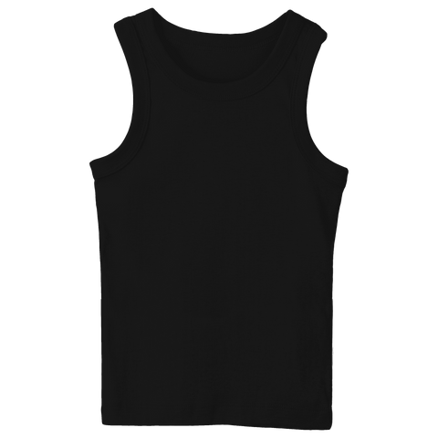 Malibu Tank, custom full-length fitted tank top with wide straps in Onyx Black color