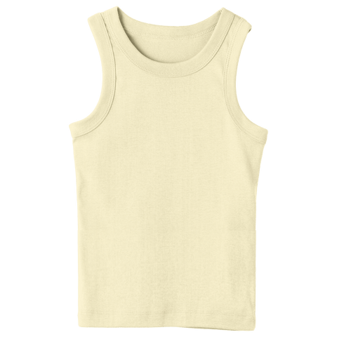 Malibu Tank, custom full-length fitted tank top with wide straps in Sandy Chic color