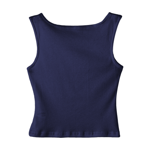 Santa Cruz Tank, custom cropped fitted tank top with boat neck in Midnight Chic color