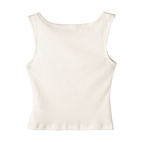 Santa Cruz Tank, custom cropped fitted tank top with boat neck in Oat Milk Please color