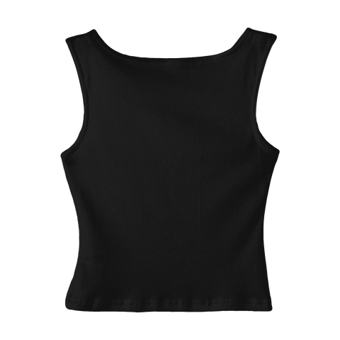 Santa Cruz Tank, custom cropped fitted tank top with boat neck in Onyx Black color