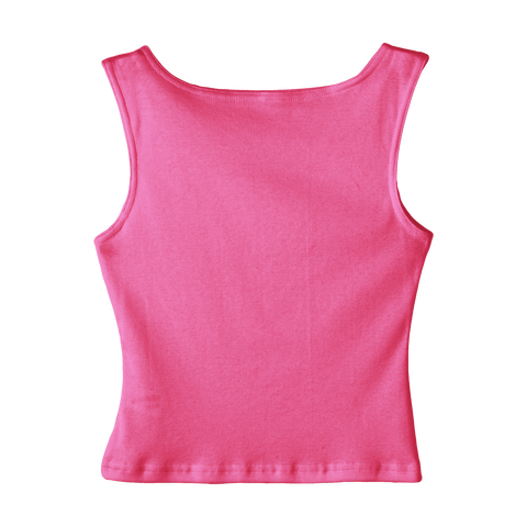 Santa Cruz Tank, custom cropped fitted tank top with boat neck in Pinki Minaj color