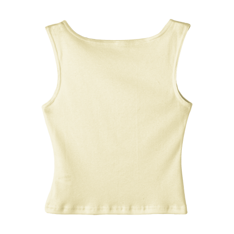 Santa Cruz Tank, custom cropped fitted tank top with boat neck in Sandy Chic color