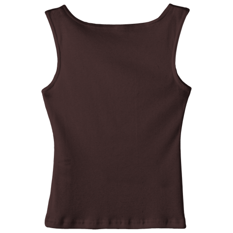 Santa Cruz Tank, custom full-length fitted tank top with boat neck in Latte Love color