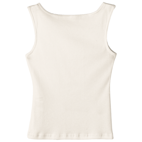 Santa Cruz Tank, custom full-length fitted tank top with boat neck in Oat Milk Please color