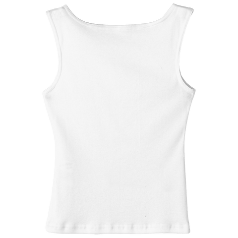 Santa Cruz Tank, custom full-length fitted tank top with boat neck in Opal White color