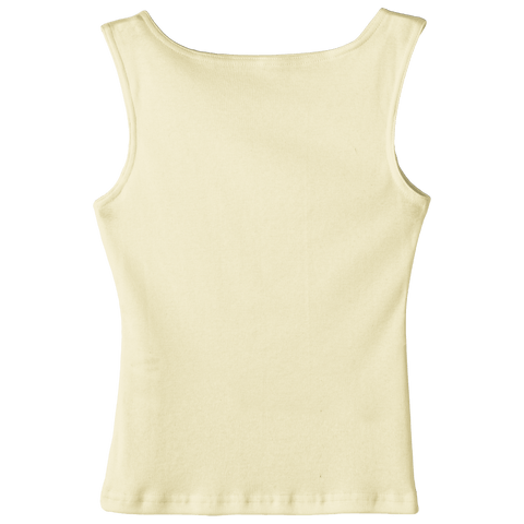 Santa Cruz Tank, custom full-length fitted tank top with boat neck in Sandy Chic color