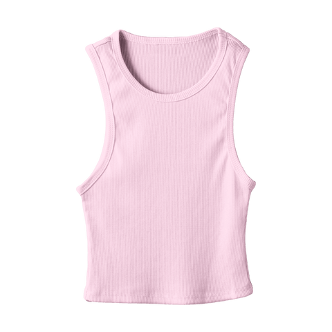 Santa Monica Tank, custom fitted cropped tank top in BB Blush color