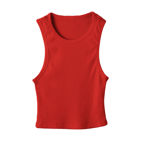 Santa Monica Tank, custom fitted cropped tank top in Cherry Whisper color