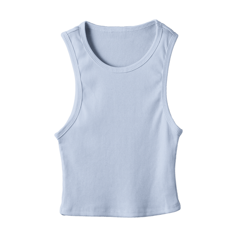 Santa Monica Tank, custom fitted cropped tank top in Healing Angelite color