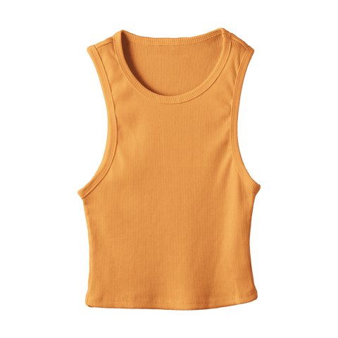 Santa Monica Tank, custom fitted cropped tank top in Healing Light color