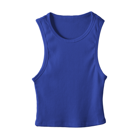 Santa Monica Tank, custom fitted cropped tank top in Lazuli Lover color