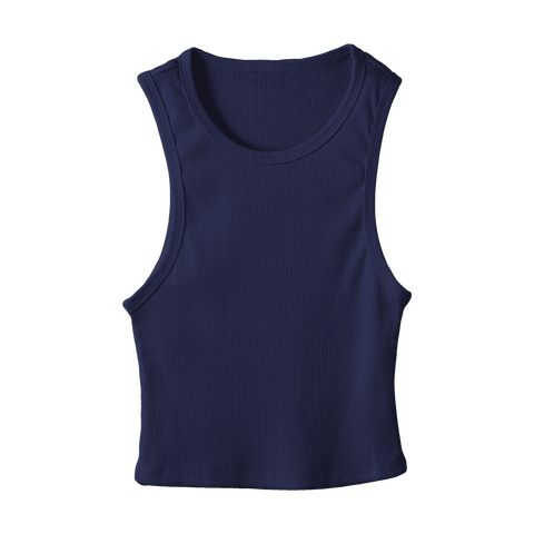 Santa Monica Tank, custom fitted cropped tank top in Midnight Chic color