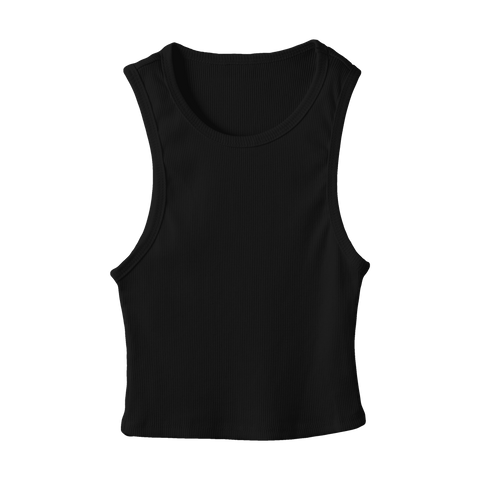 Santa Monica Tank, custom fitted cropped tank top in Onyx Black color