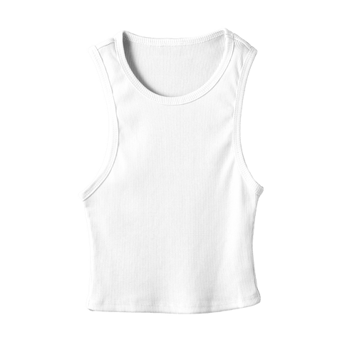 Santa Monica Tank, custom fitted cropped tank top in Opal White color