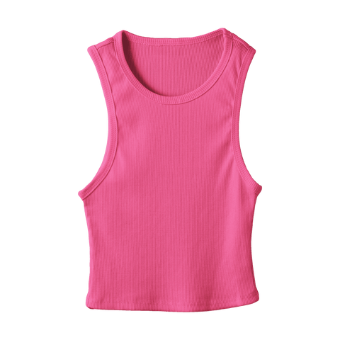 Santa Monica Tank, custom fitted cropped tank top in Pinki Minaj color