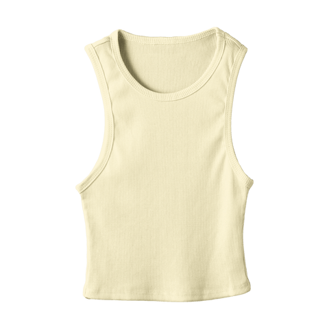 Santa Monica Tank, custom fitted cropped tank top in Sandy Chic color