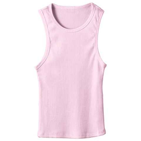 Santa Monica Tank, custom fitted full-length tank top in BB Blush color