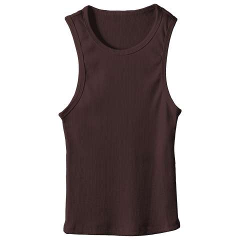 Santa Monica Tank, custom fitted full-length tank top in Latte Love color