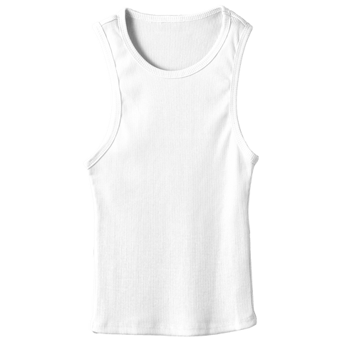 Santa Monica Tank, custom fitted full-length tank top in Opal White color