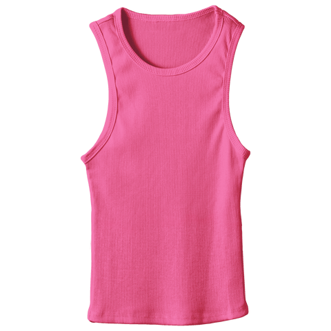 Santa Monica Tank, custom fitted full-length tank top in Pinki Minaj color