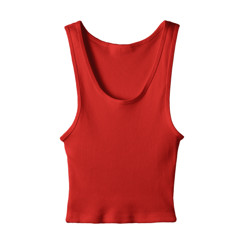 Sunset Tank, custom cropped scoop neck tank top in cherry whisper color