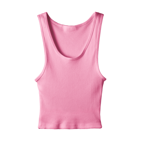 Sunset Tank, custom cropped scoop neck tank top in dream house color