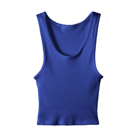 Sunset Tank, custom cropped scoop neck tank top in lazuli lover color