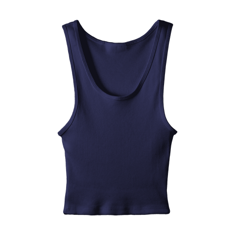 Sunset Tank, custom cropped scoop neck tank top in midnight chic color