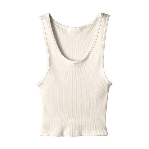 Sunset Tank, custom cropped scoop neck tank top in oat milk please color