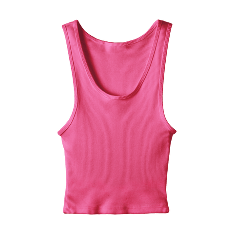 Sunset Tank, custom cropped scoop neck tank top in pinki minaj color