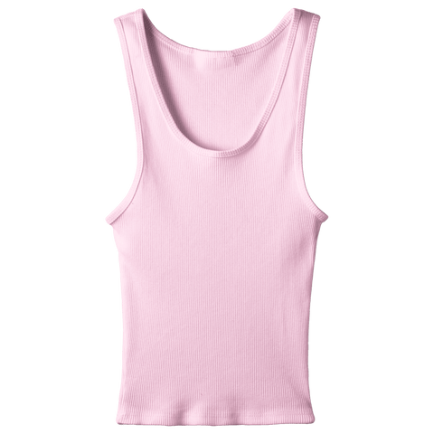 Sunset Tank, custom full-length scoop neck tank top in bb blush color