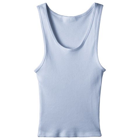 Sunset Tank, custom full-length scoop neck tank top in healing angelite color