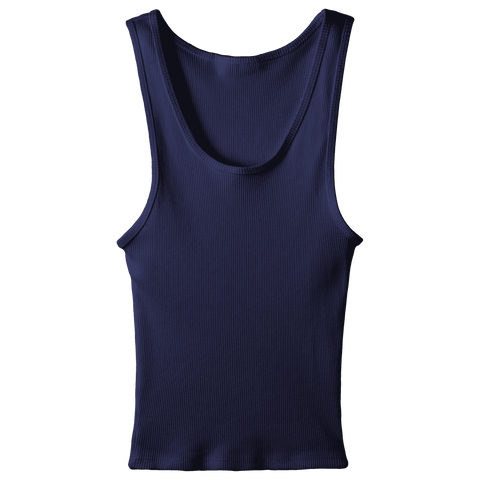 Sunset Tank, custom full-length scoop neck tank top in midnight chic color