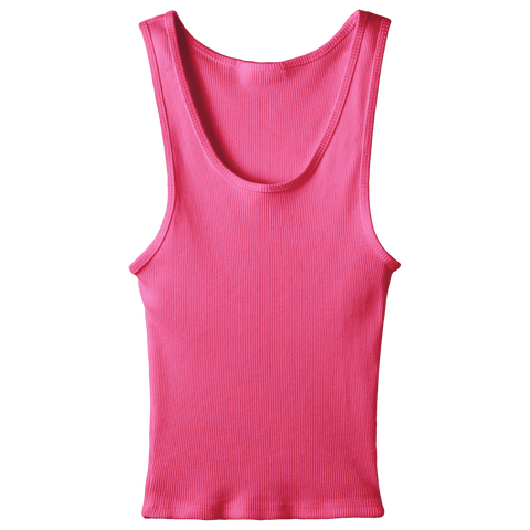 Sunset Tank, custom full-length scoop neck tank top in pinki minaj color