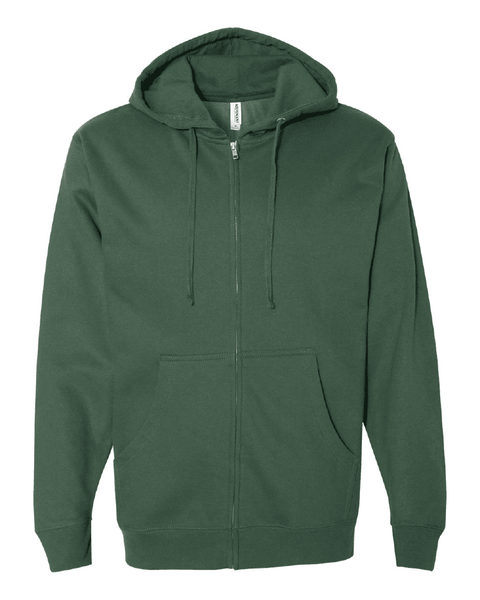 Independent Trading Co Midweight Full Zip Up Hoodie SS4500Z in Alpine Green