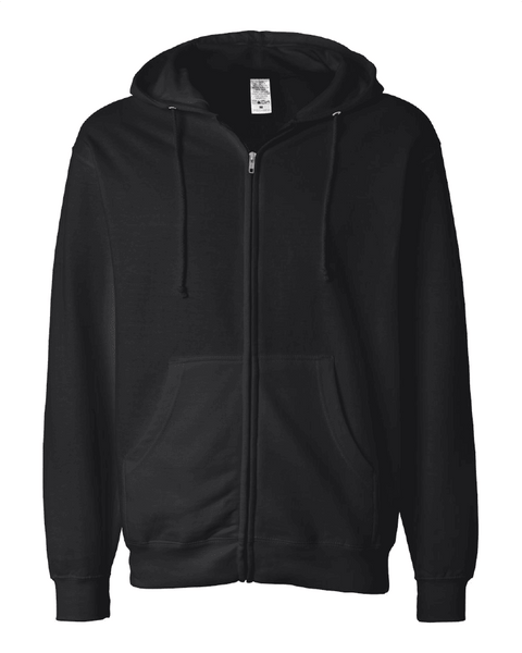 Independent Trading Co Midweight Full Zip Up Hoodie SS4500Z in Black